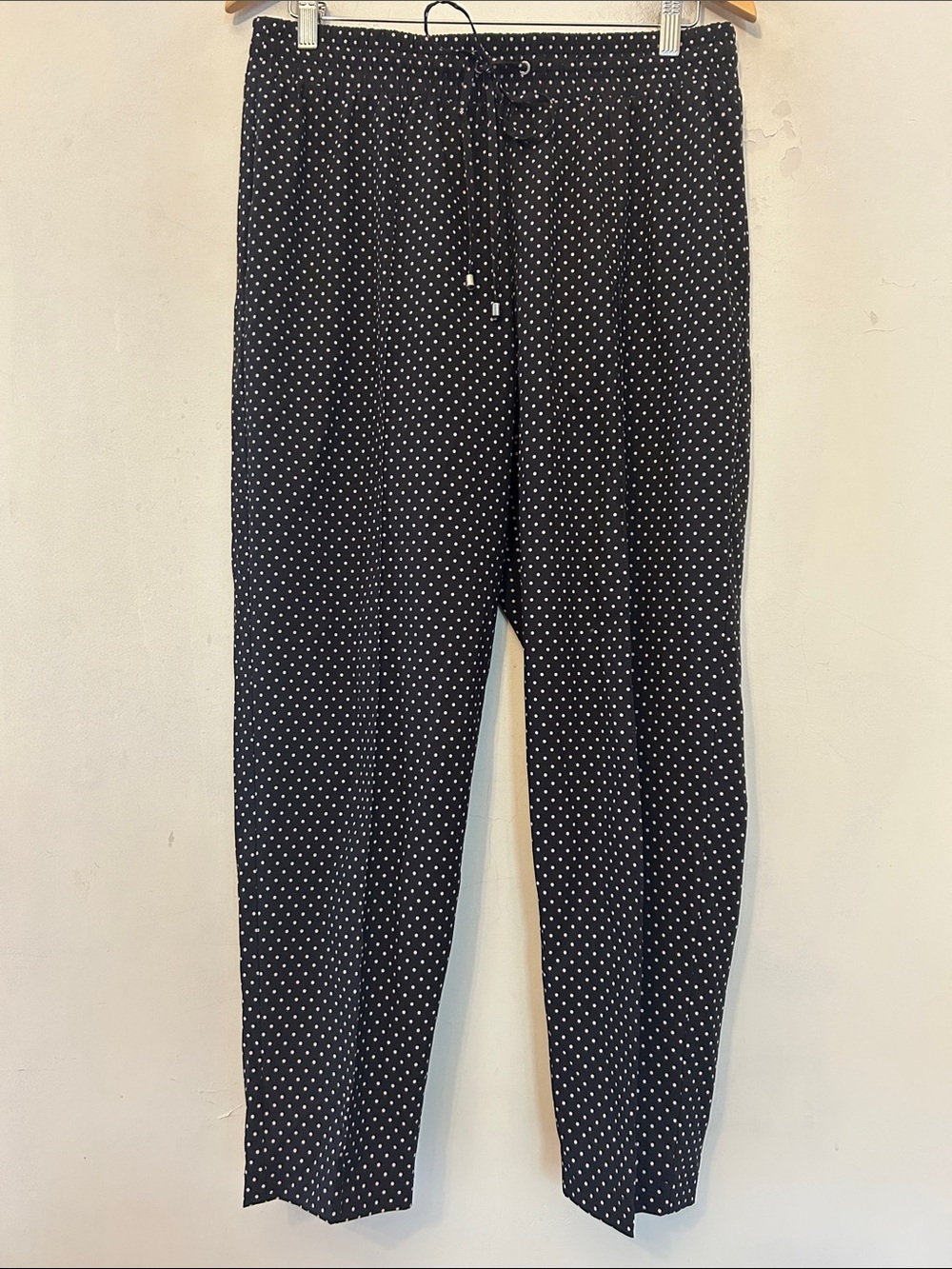 SOHO Black Polka Dot Drawstring PULL ON Pants Size L EUC